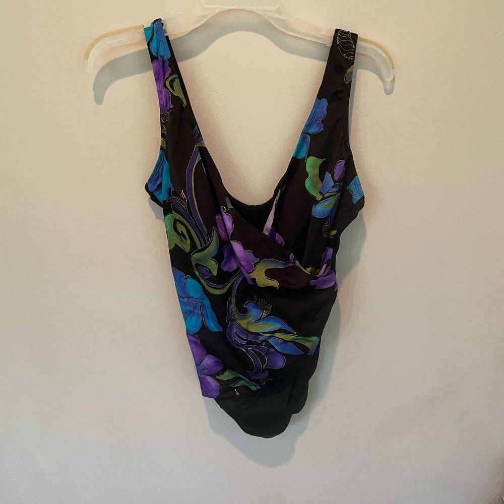 Croft & Barrow Black Floral One Piece Swimsuit
